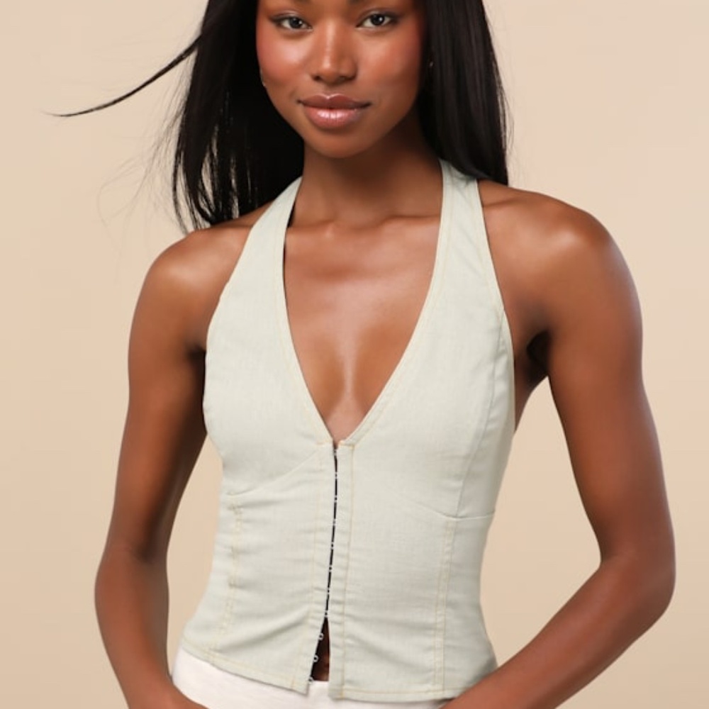 Lulus Astraia Sage Green Hook-and-eye Halter Top - Size M